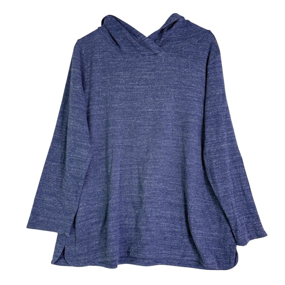 J. PURE JILL Dark Blue Heather COTTON HOODIE SHIRT TOP Comfy Knit Weekender M